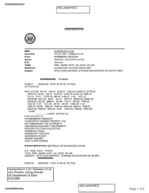 State Department UAP Cable 3, Tbilisi, Georgia, October 30, 2001